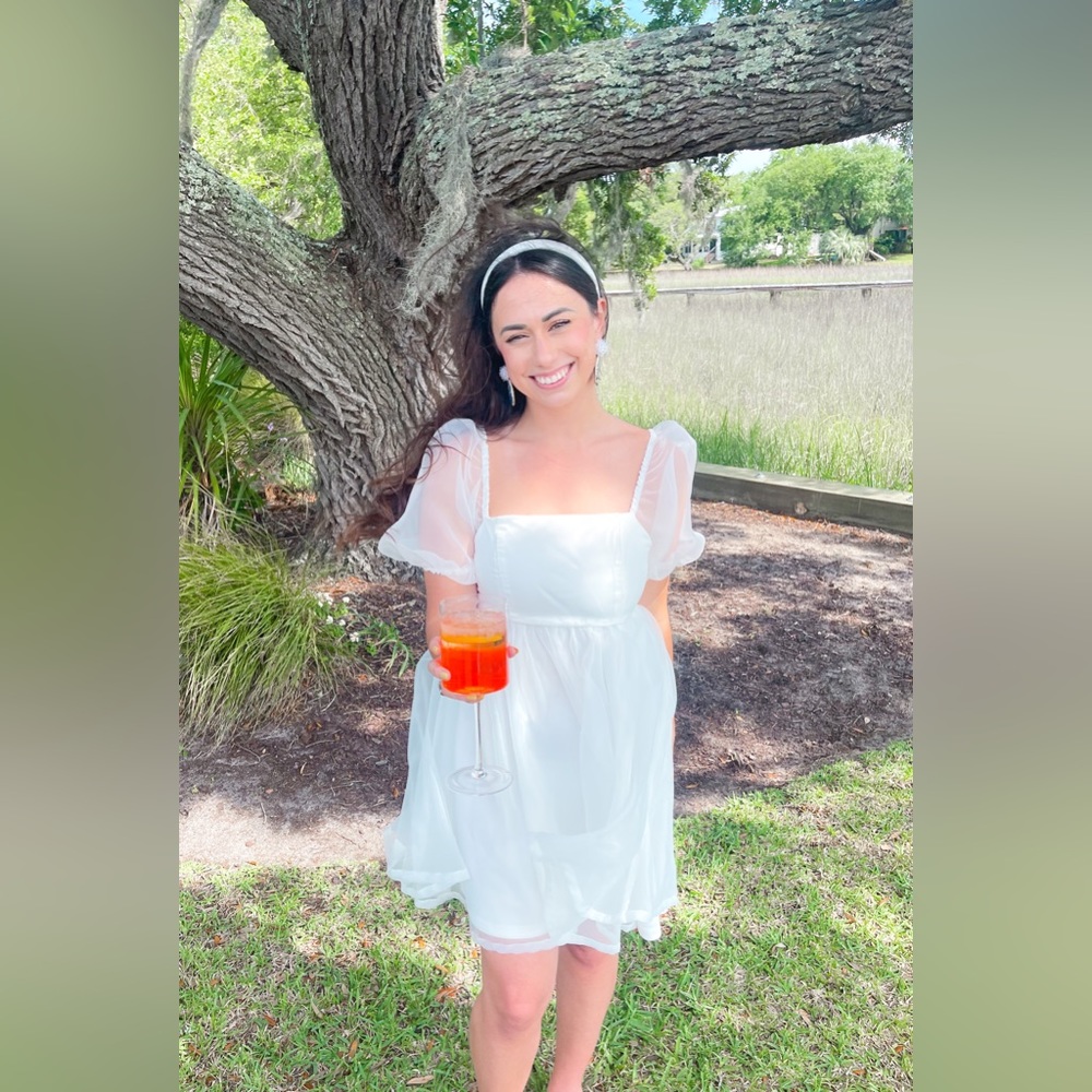 Boutique White Mini Babydoll Dress